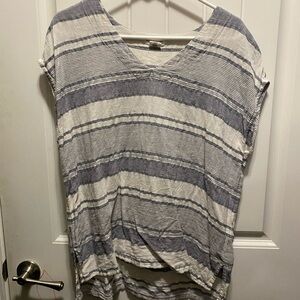 Artisan Ny Blue and White Striped Short Sleeve Top